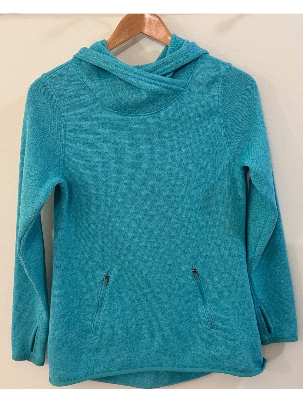 Old Navy Active Women's Aqua Blue Hooded Fleece Pullover XS